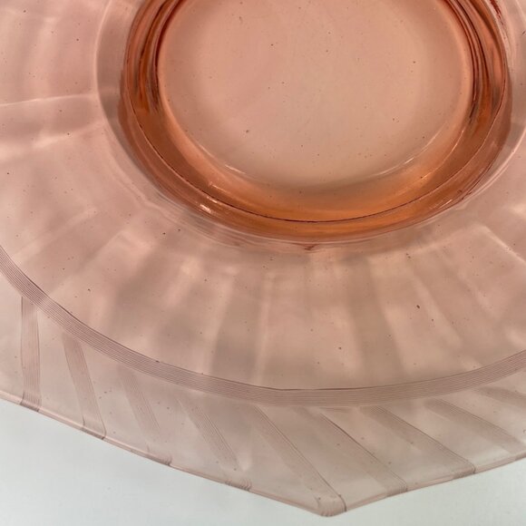 Vintage Pink Depression Glass Serving Tray With Handles Octagonal Shape Elegant - Picture 5 of 12